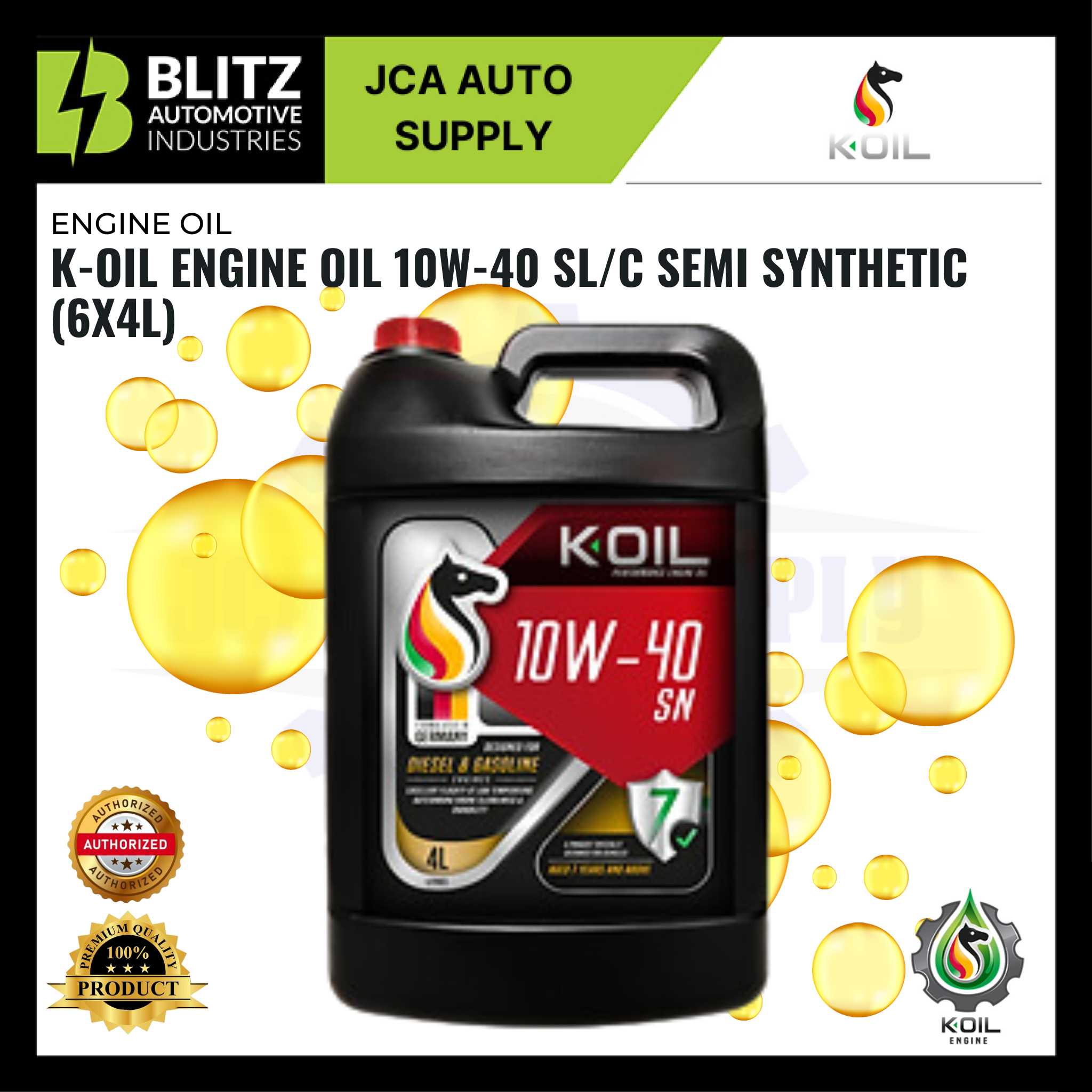 BLITZ K OIL ENGINE OIL 10W 40 SLC SEMI SYNTHETIC (6X4L)