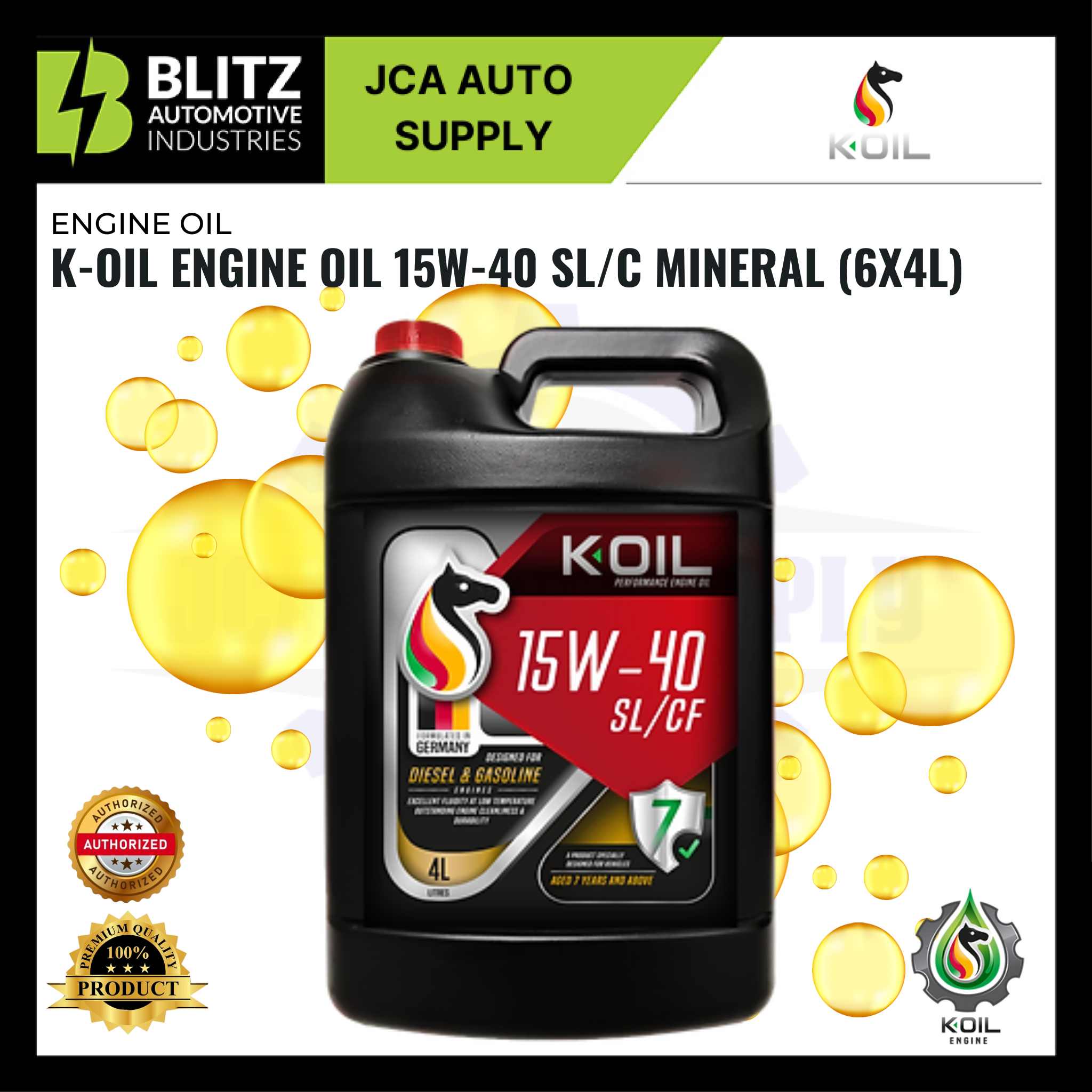BLITZ K OIL ENGINE OIL 15W 40 SLC MINERAL (6X4L)