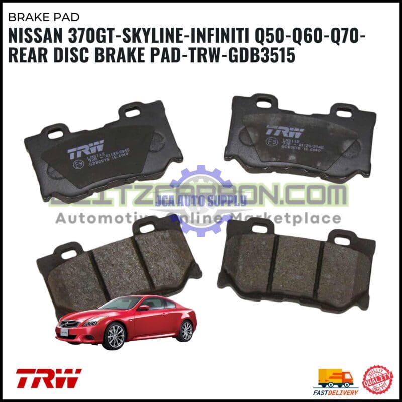 Nissan 370GT-Skyline-Infiniti Q50-Q60-Q70-Rear Disc Brake Pad-TRW-GDB3515