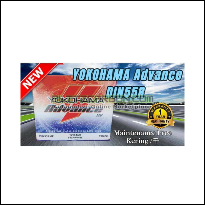 [ DIN55R YOKOHAMA Advance Maintenance Free (Kering) | Car Battery Bateri Kereta | Proton X50 Persona GEN2 Satria Toyota