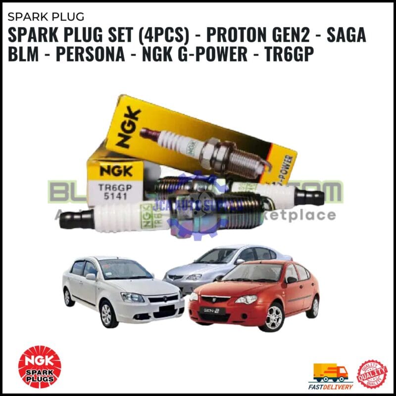 Spark Plug Set (4pcs) - Proton GEN2 - Saga BLM - Persona - NGK G-POWER - TR6GP
