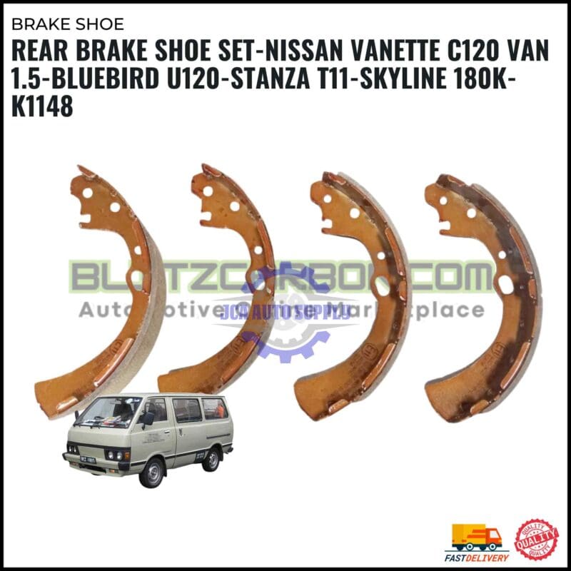 Rear Brake Shoe Set-Nissan Vanette C120 Van 1.5-Bluebird U120-Stanza T11-Skyline 180K-K1148