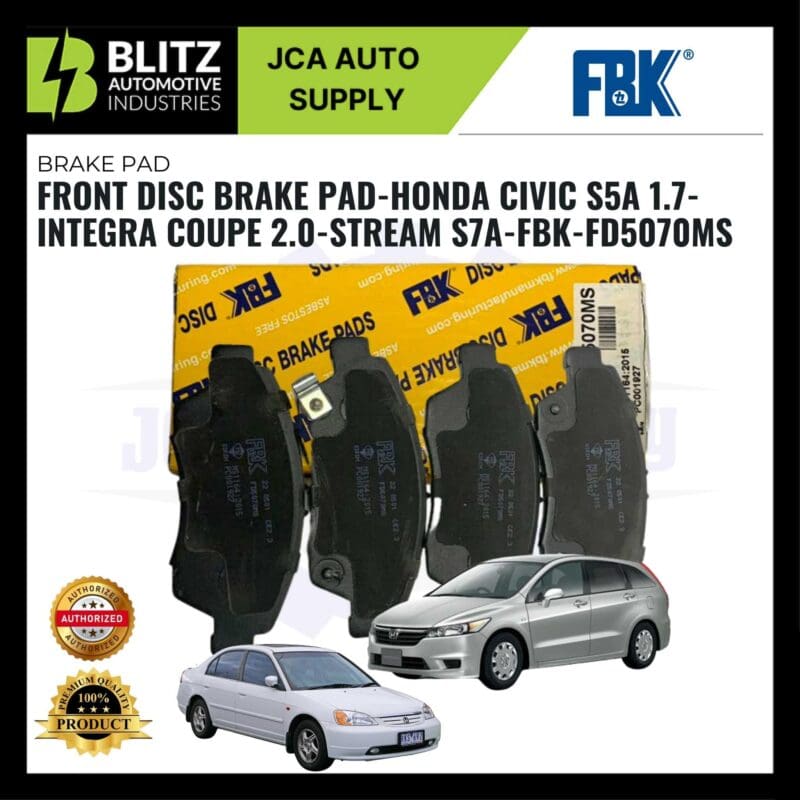 Front Disc Brake Pad-Honda Civic Sa 1.7-Integra Coupe-Stream S7a-FBK-FD5070MS