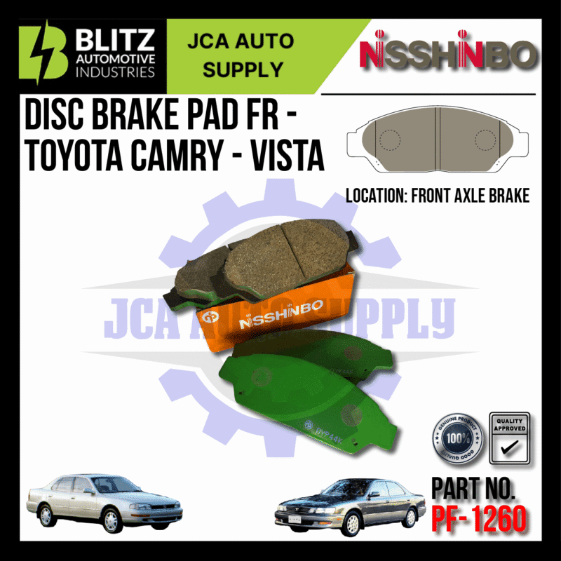 NISSHINBO - FRONT DISC BRAKE PAD (4PCS) - PF-1260 - TOYOTA CAMRY - VISTA