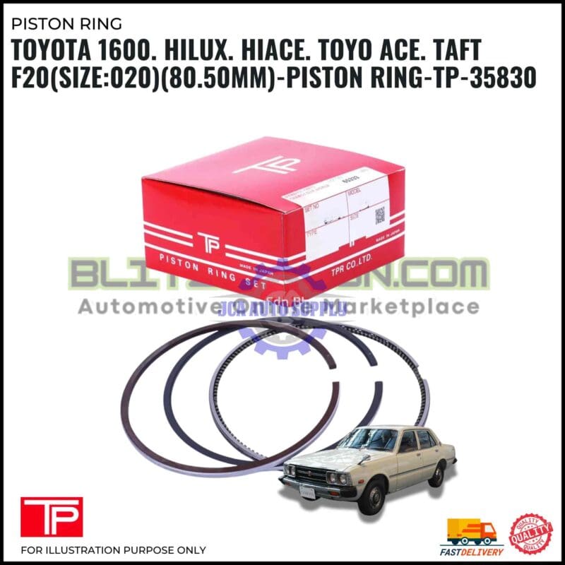 Toyota 1600. Hilux. HiAce. Toyo Ace. Taft F20 (Size:020)(80.50mm)-Piston Ring-TP-35830