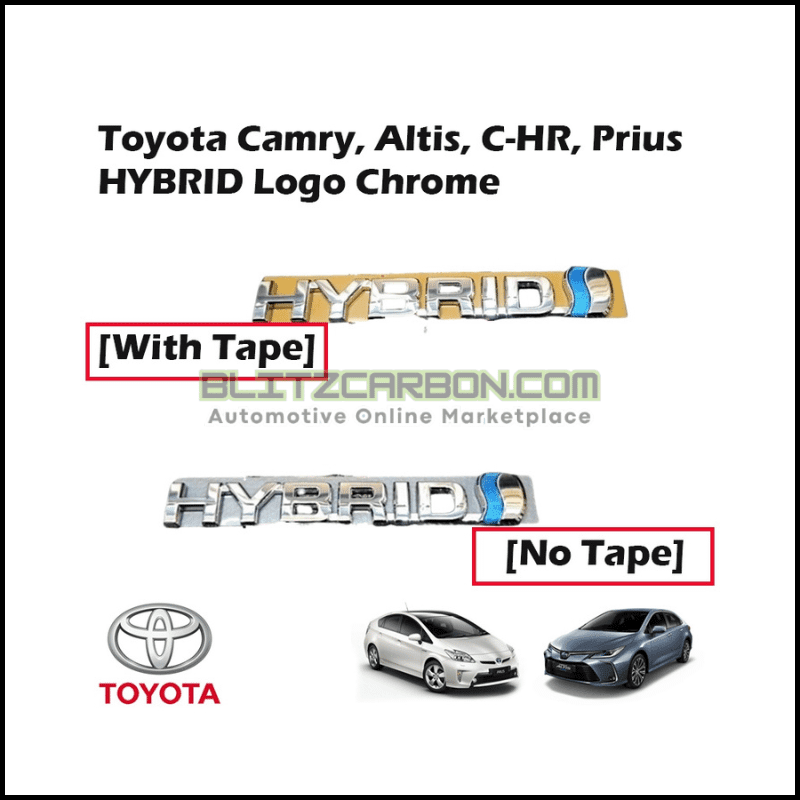 Original Toyota Cross Camry, Altis, C-hr, Prius HYBRID Logo Emblem Badge Chrome (No Tape & With Tape)