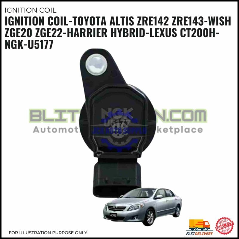 Ignition Coil-Toyota Altis ZRE142 ZRE143-Wish ZGE20 ZGE22-Harrier Hybrid-Lexus CT200H-NGK-U5177