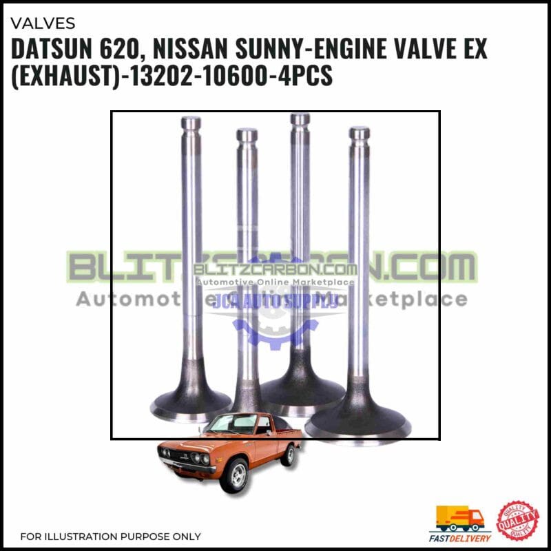 Exhaust Valve Set (4pcs)-Datsun 620-520-521-Nissan Bluebird-Sunny-13202-10600
