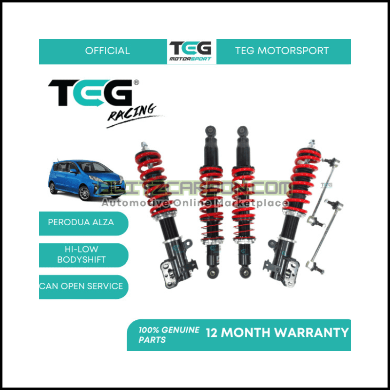 BOLEH SERVICE  Perodua Alza TEG RACING Adjustable Suspension Set (SD) Hi Low Body Shift with Absorber Link