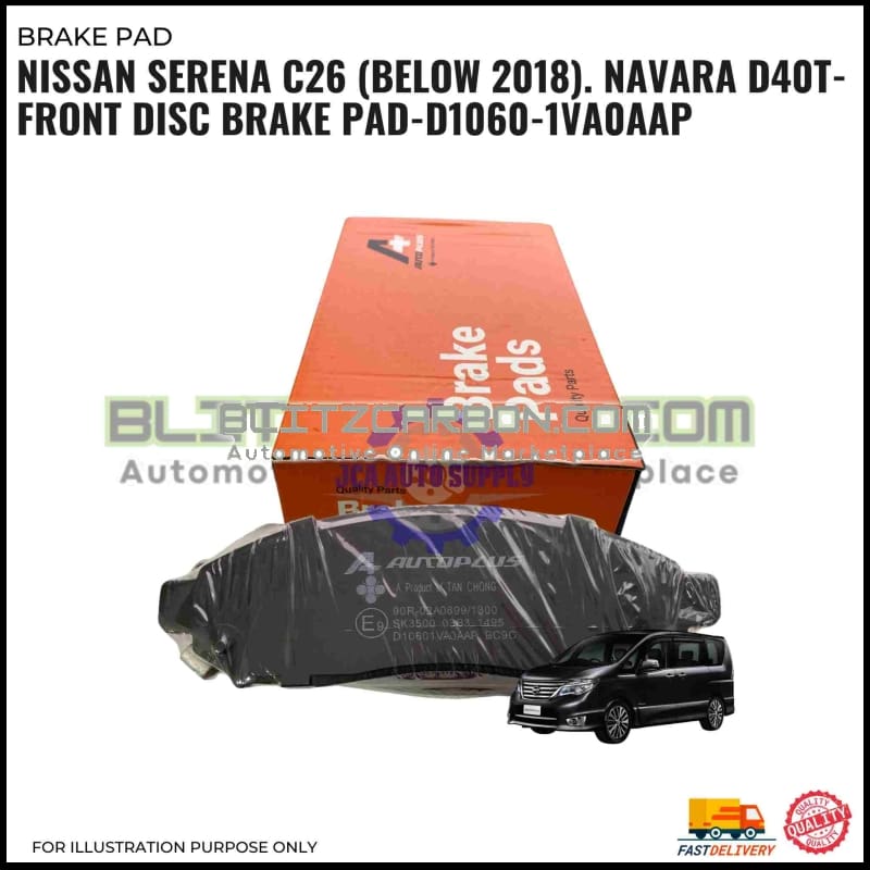 Front Disc Brake Pad-Nissan Serena C26 (Below 2018). Navara D40t-D1060-1VA0AAP