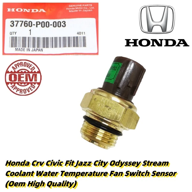 Honda Crv Civic Fit Jazz City Odyssey Stream Coolant Water Temperature Fan Switch Sensor