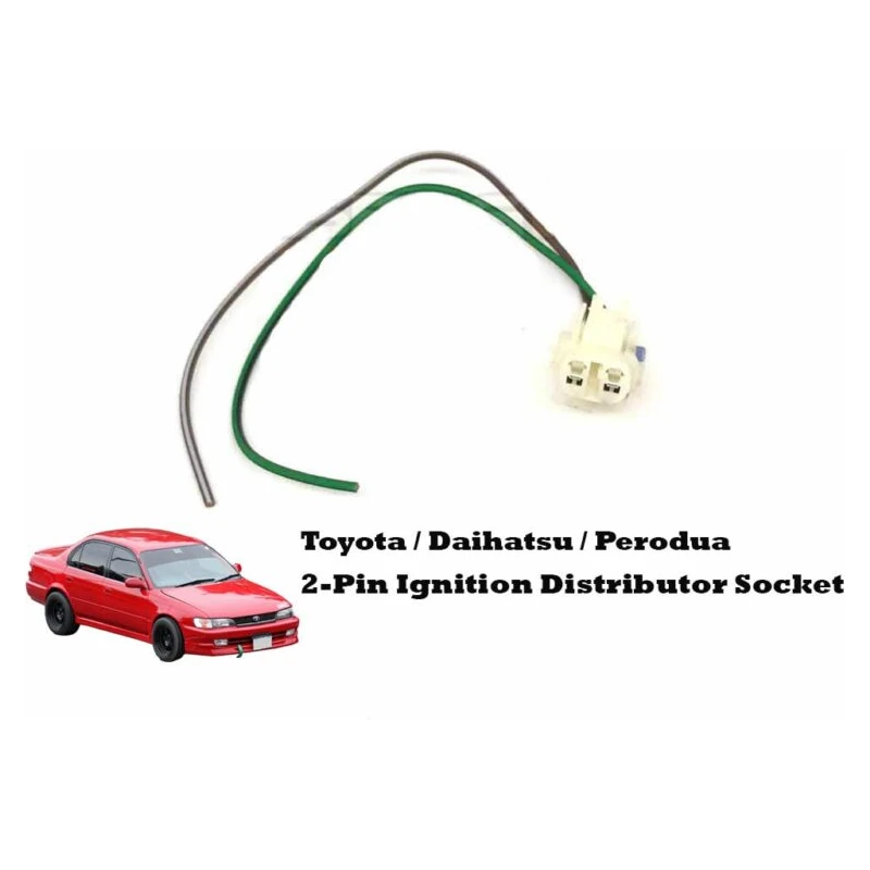TOYOTA/ DAIHATSU/ PERODUA 2-PIN IGNITION DISTRIBUTOR SOCKET CONNECTOR WITH HARNESS WIRE