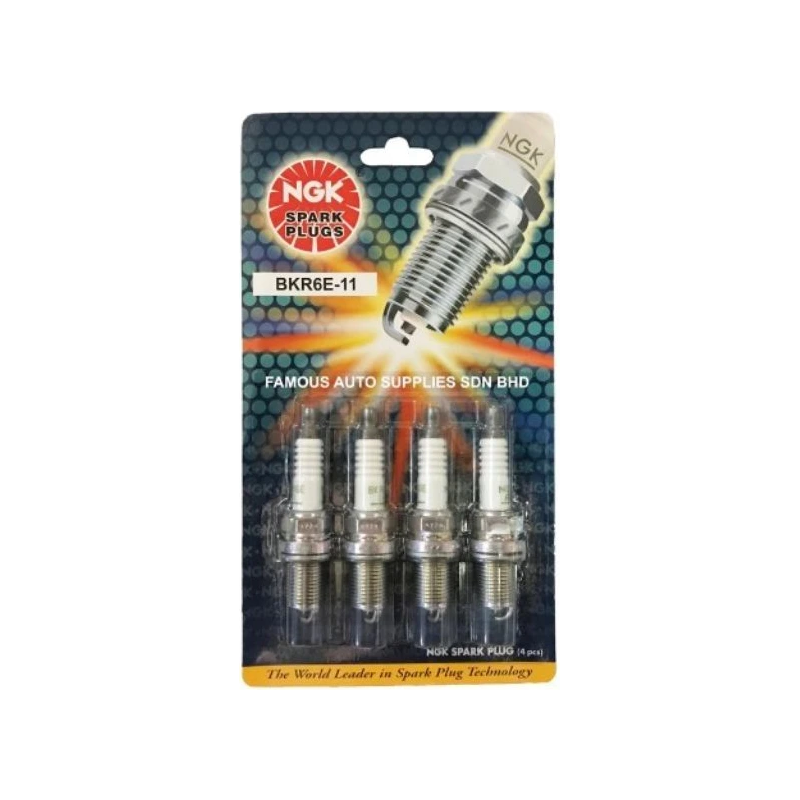 NGK BKR6E-11 Genuine Spark Plug For Proton Wira Waja Nissan Sentra N16 Honda Jazz City Idsi (4-PCS)