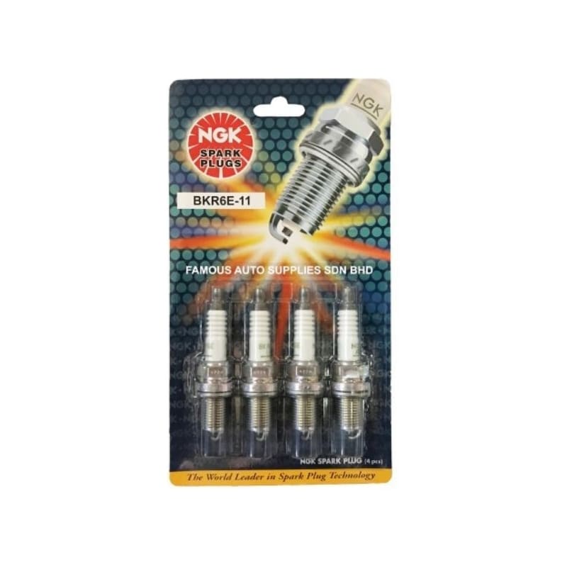 NGK BKR6E-11 Genuine Spark Plug For Proton Wira Waja Nissan Sentra N16 Honda Jazz City Idsi (4-PCS)