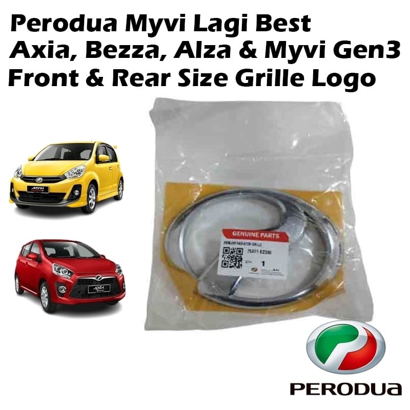 Perodua Myvi Lagi Best, Axia 2014-2017, Bezza, Alza, Myvi Gen3 Front & Rear Size Grille Logo