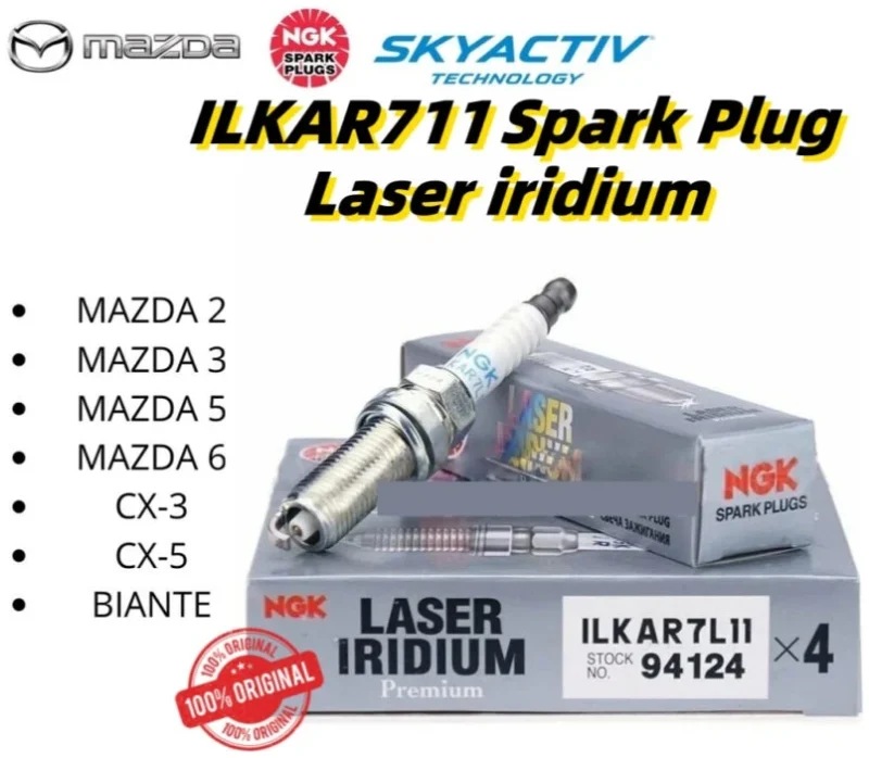 ILKAR7L11 94124 [4Pcs] Ngk Geniune Mazda 2, 3, 5, 6, Cx-5, Cx-3, Biante Skyativ Laser Iridium Spark Plug