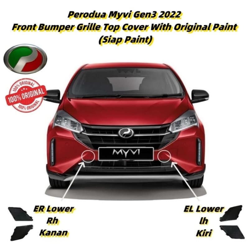 Perodua Myvi 2022 Front Bumper Grille Top Cover With Original Paint (Siap Cat/Painted)