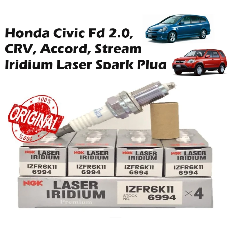 IZFR6K11 6994[4PCS] NGK Geniune Honda Civic Fd 2.0, CRV, Accord Iridium Laser Spark Plug