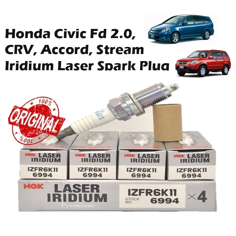 IZFR6K11 6994[4PCS] NGK Geniune Honda Civic Fd 2.0, CRV, Accord Iridium Laser Spark Plug