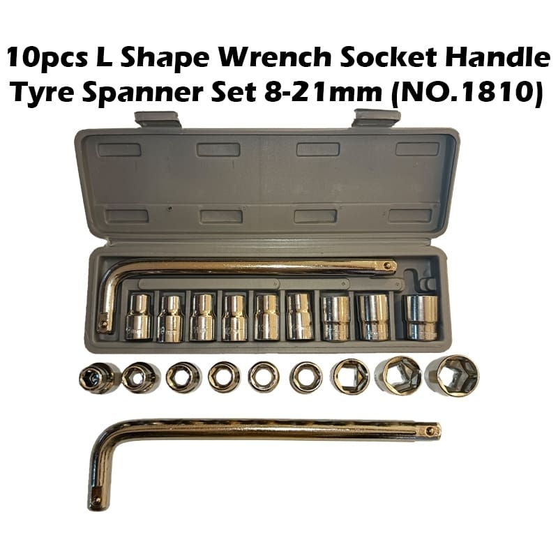 10pcs L Shape Wrench Socket Handle Tyre Tire Spanner Set 8-21mm (NO.1810) Sepana Pembuka Tayar