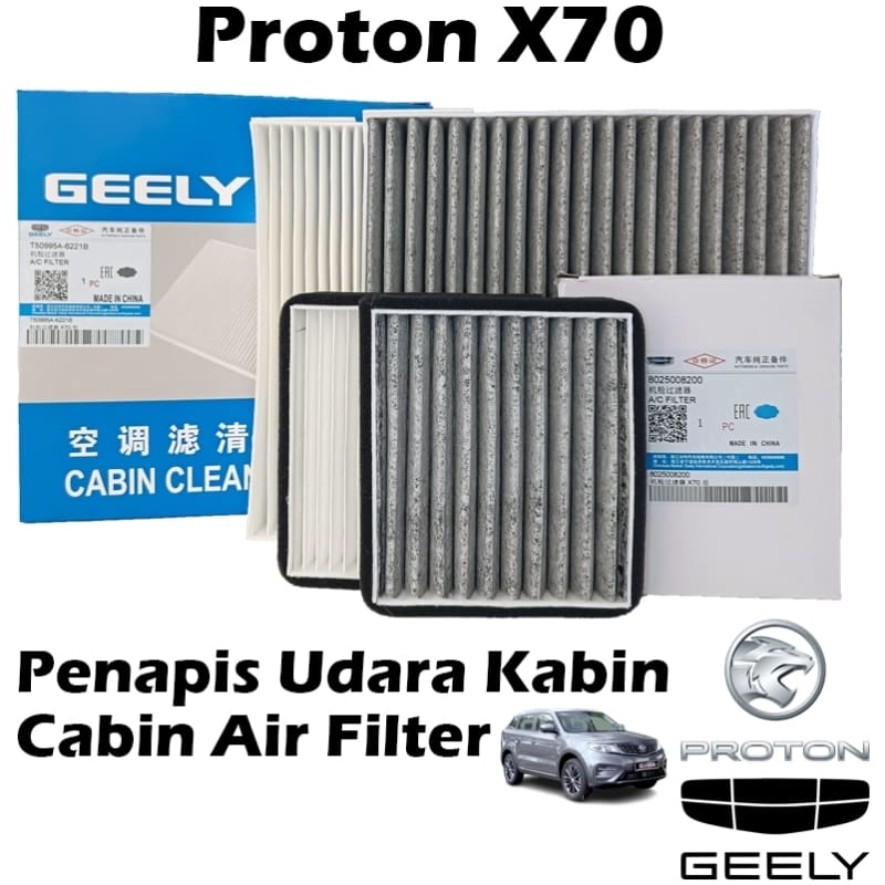 Geely Proton X70 Cabin Air Filter Front/Rear Console Box 8025008200 Penapis Kabin Udara