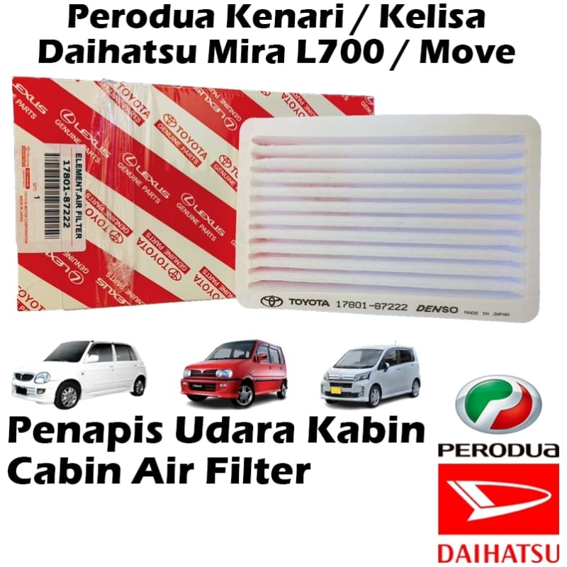 Perodua Daihatsu Kenari Kelisa Cabin Air Filter 17801-87222 Penapis Udara Kabin