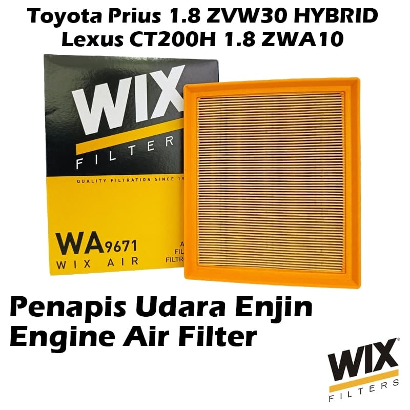 WIX BY MANN And HUMMEL Engine Air Filter WA9671 Toyota Prius 1.8 ZVW30 HYBRID, Lexus CT200H 1.8 ZWA10