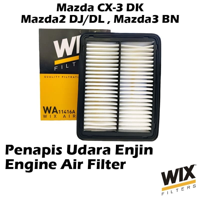 WIX BY MANN And HUMMEL Engine Air Filter WA11416A Mazda CX-3 DK (2015-2023), Mazda2 DJ/DL (2014-2023), Mazda3 BN