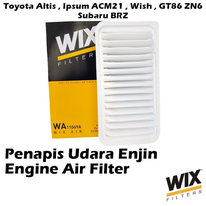 WIX BY MANN And HUMMEL Air Filter WA11069A Toyota Altis ZZE121/122, Ipsum ACM21, Wish ZNE10/ANE10, GT86 ZN6 & Subaru BRZ