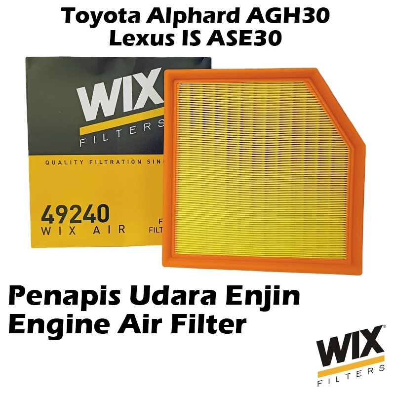 WIX BY MANN And HUMMEL Engine Air Filter 49240 For Toyota Alphard AGH30 / Lexus IS ASE30