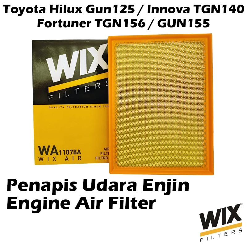 WIX BY MANN And HUMMEL Engine Air Filter WA11078A For Toyota Hilux Gun125 , Fortuner TGN156/GUN155 , Innova TGN140
