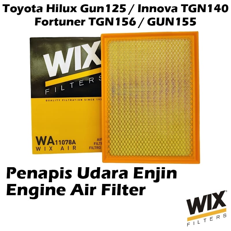 WIX BY MANN And HUMMEL Engine Air Filter WA11078A For Toyota Hilux Gun125 , Fortuner TGN156/GUN155 , Innova TGN140