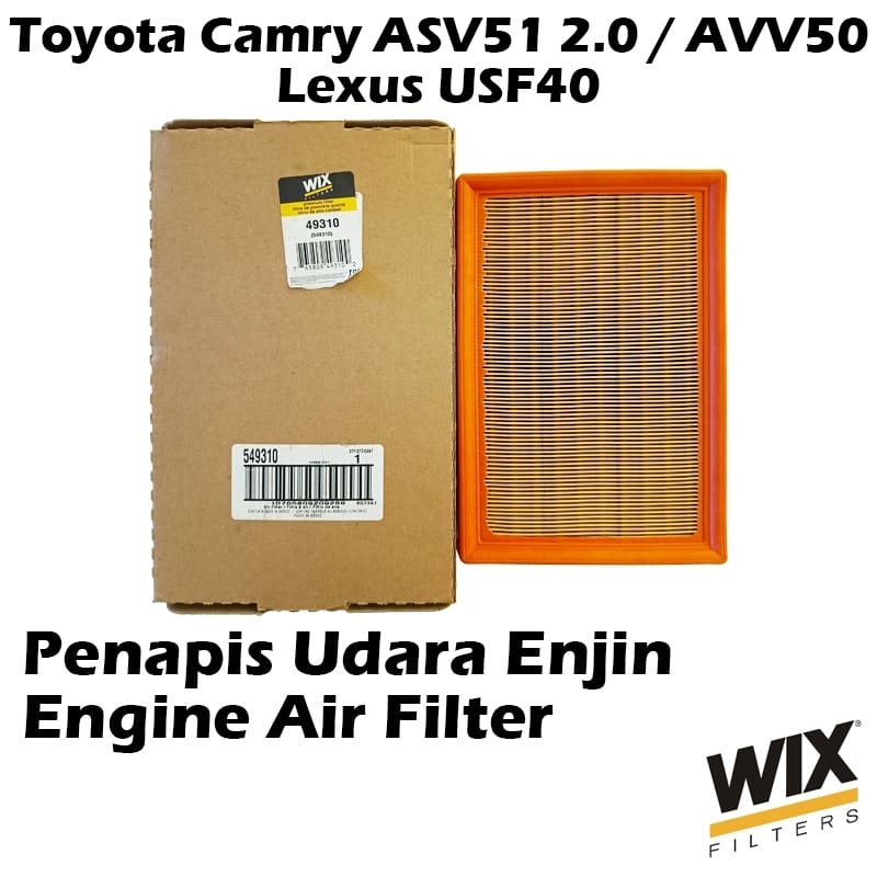 WIX BY MANN And HUMMEL Engine Air Filter 49310 For Toyota Camry ASV51 2.0 / AVV50 , Lexus USF40