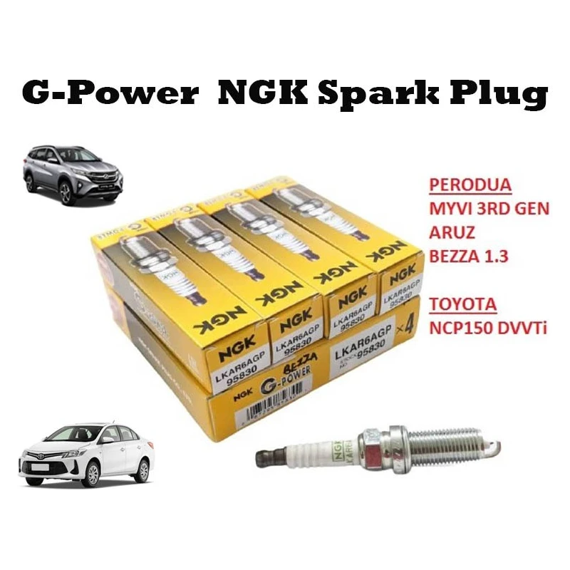 LKAR6AGP 95830 [4PCS] NGK Geniune Perodua Myvi Gen3, Aruz, Bezza 1.3, Toyota NCP150 G-Power Spark Plug