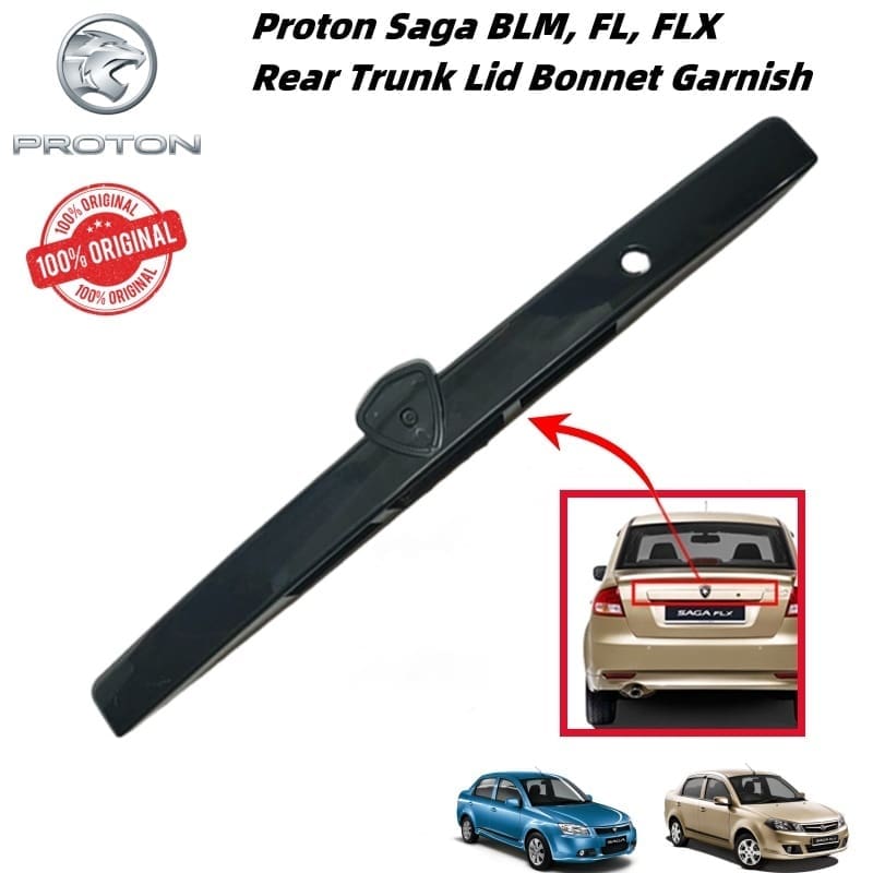Original Proton Saga Blm, Fl, Flx Rear Trunk Lid Bonnet Garnish With Clip Set