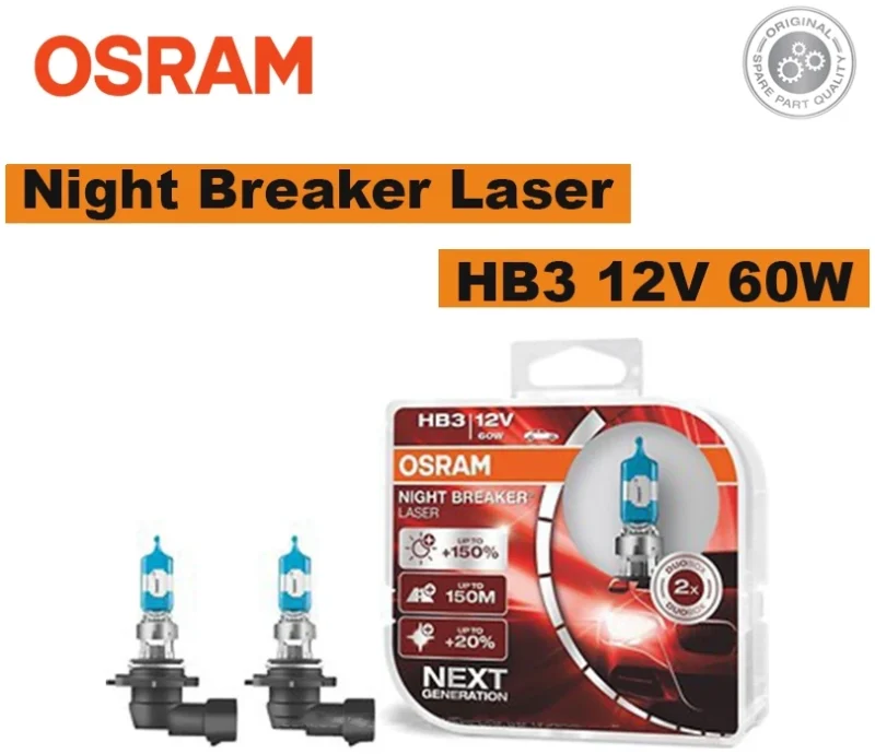 9005NL-HCB Osram HB3 12V 60W Night Breaker Laser Bulb (+150%)
