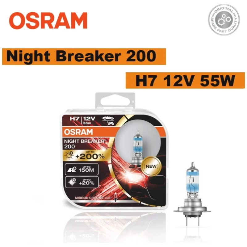 64210NB200-HCB Osram H7 12V 55W Night Breaker 200 Bulb +200% Brightness