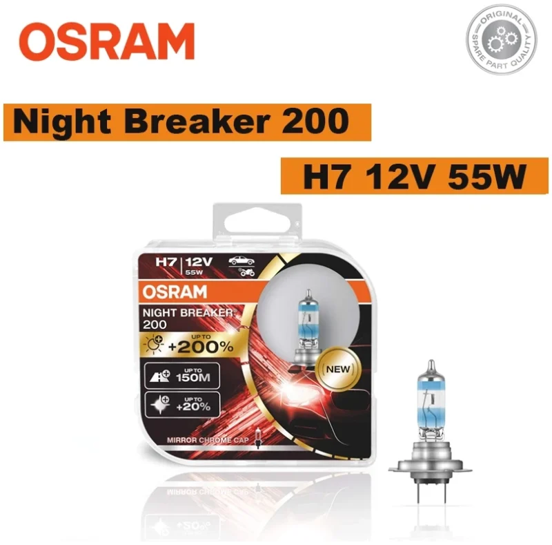 64210NB200-HCB Osram H7 12V 55W Night Breaker 200 Bulb +200% Brightness