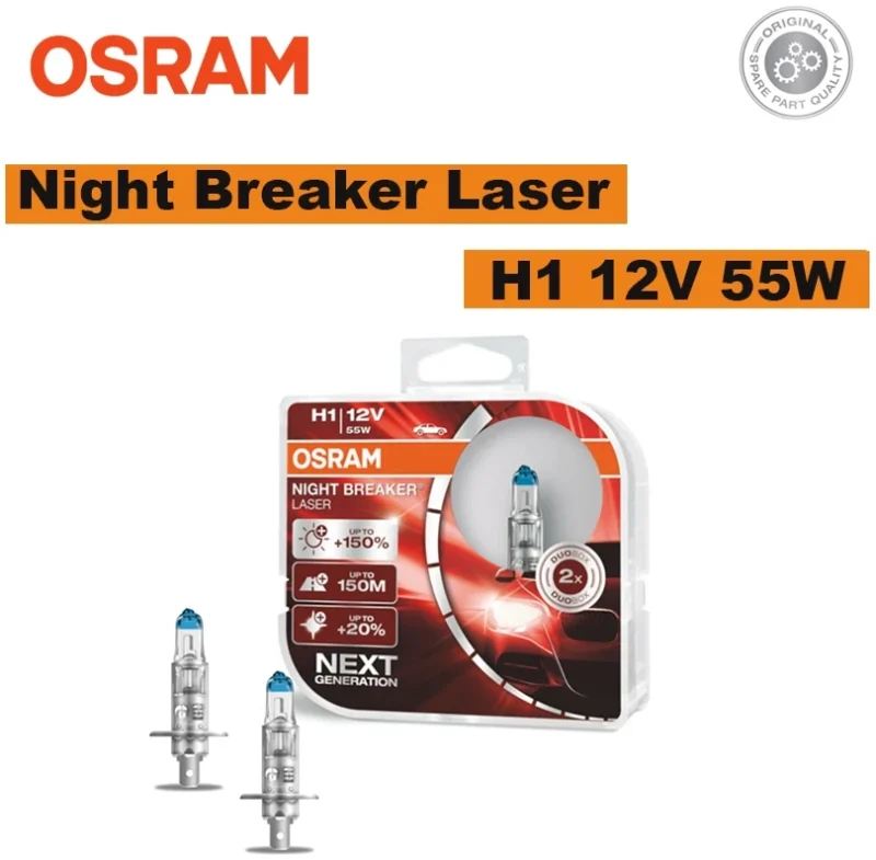 64150NL-HCB DUO Osram H1 12V 55W Night Breaker Laser Bulb (+150%)