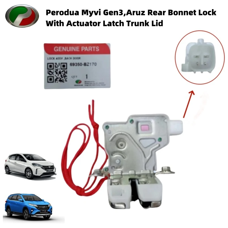 Perodua Myvi D20n Gen3, Aruz Rear Bonnet Lock With Actuator Latch Trunk Lid 4 Pin (69350-BZ170)
