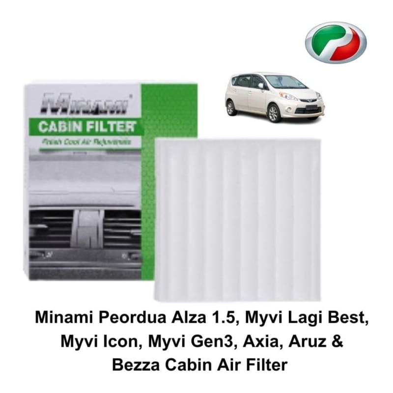 Minami Peordua Alza 1.5, Myvi Lagi Best, Myvi Icon, Myvi Gen3, Axia, Aruz & Bezza Cabin Air Filter  (Super High Quality)