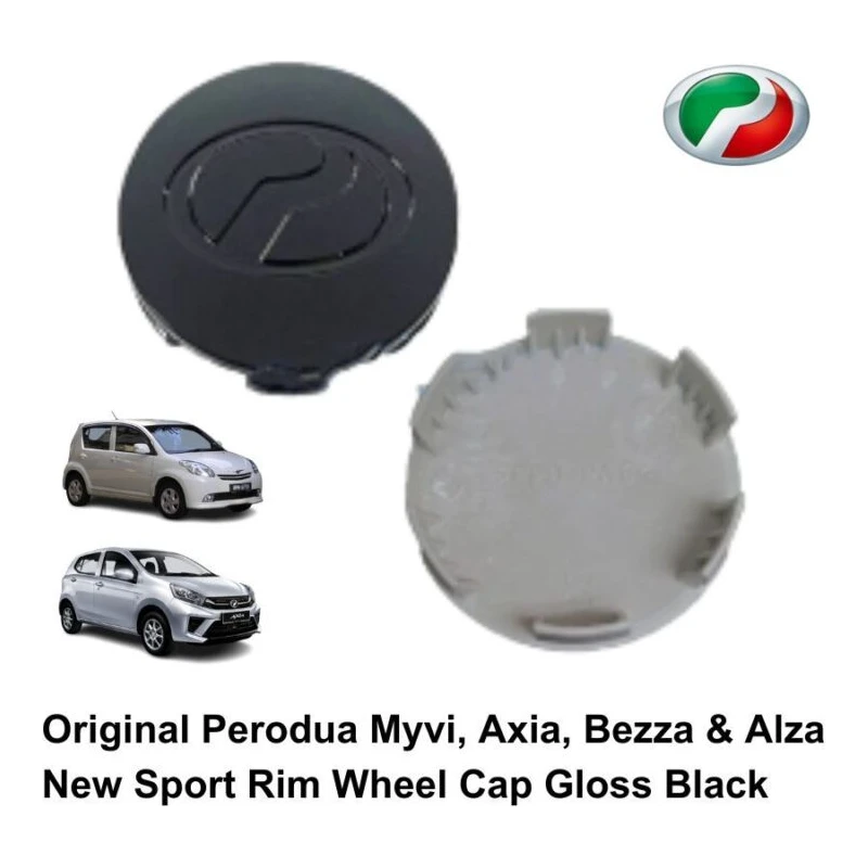 ORIGINAL PERODUA MYVI, AXIA, BEZZA & ALZA NEW SPORT RIM WHEEL CAP GLOSS BLACK (42638-BZ770)