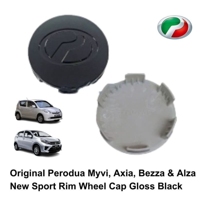 ORIGINAL PERODUA MYVI, AXIA, BEZZA & ALZA NEW SPORT RIM WHEEL CAP GLOSS BLACK (42638-BZ770)