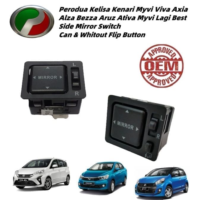 Perodua Kelisa Kenari Myvi Viva Axia Alza Bezza Side Mirror Switch With Flip Button