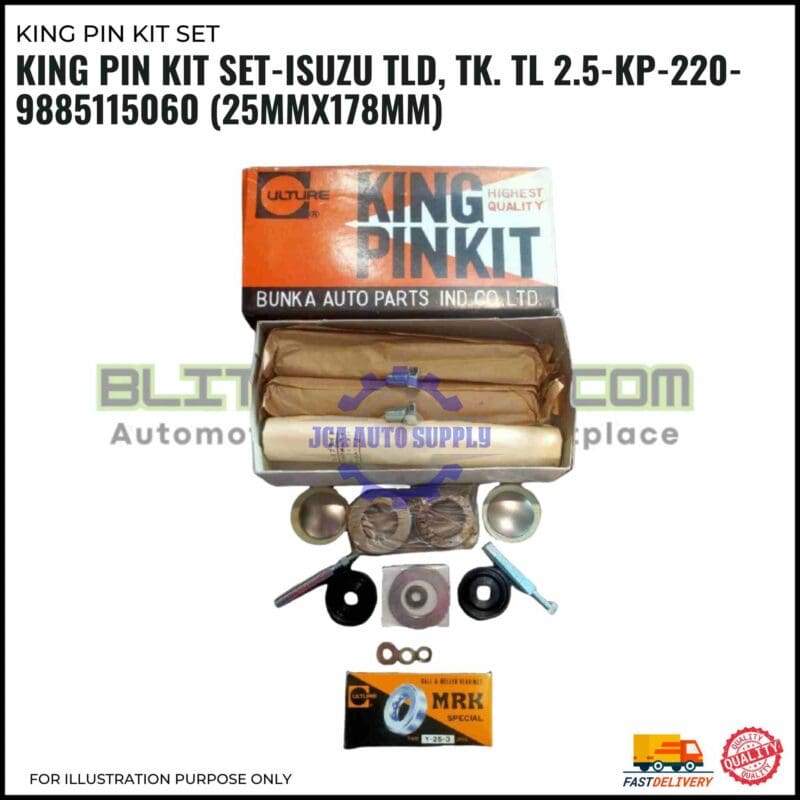 King Pin Kit Set-Isuzu TLD, TK. TL 2.5-KP-220-9885115060 (25mmx178mm)