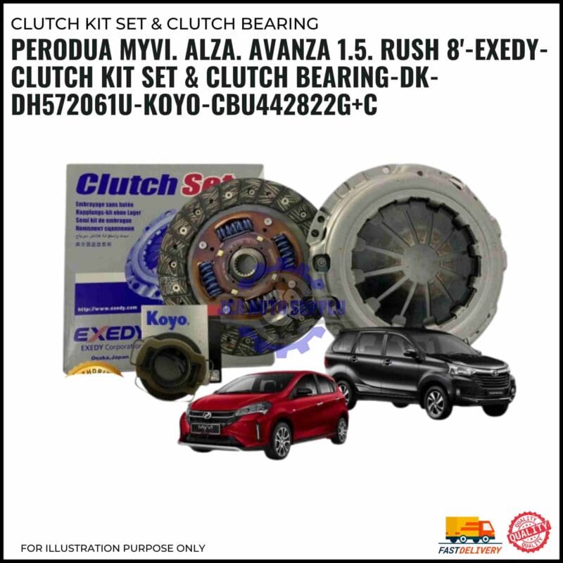 Perodua Myvi. Alza. Avanza 1.5. Rush 8'-Exedy-Clutch Kit Set & Clutch Bearing-DK-DH572061U-Koyo-CBU442822G+C