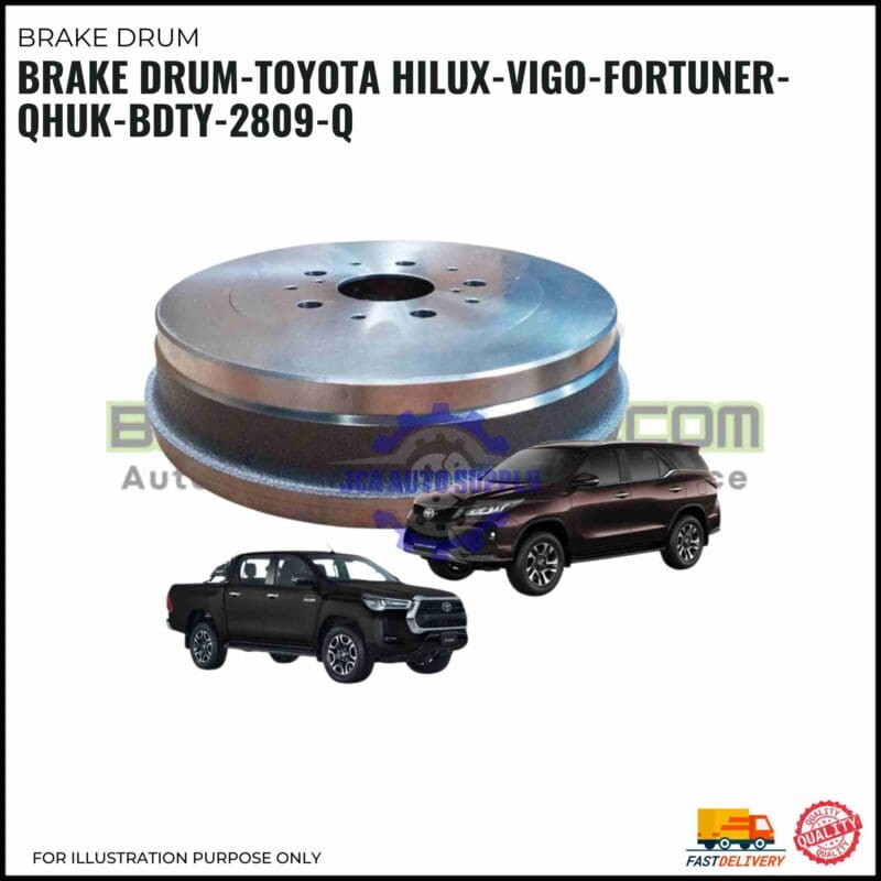 Brake drum QHUK-BDTY-2809-Q for Toyota Hilux, Vigo, Fortuner